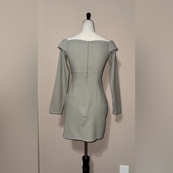 Sage Khaki Bardot Ruched Detail Blazer Dress Size: 0 - Picture 4 of 5